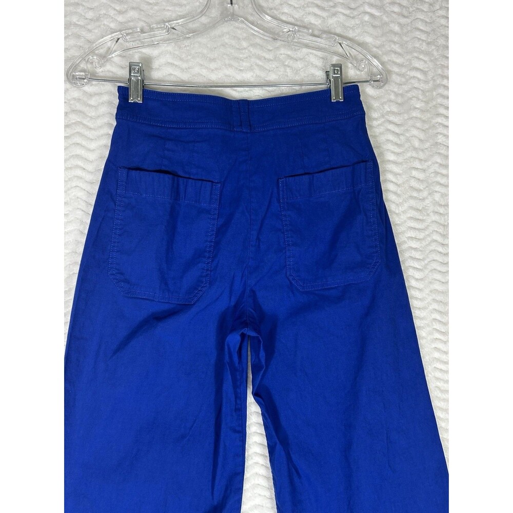 Maeve Pants Womens 27 Blue Linen Cropped Wide Leg Zip Pockets Relaxed Fit Ettie‎ - Picture 10 of 10